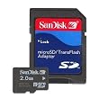 SanDisk 2GB MicroSD/TransFlash Card with SD Adapter (SDSDQ-2048, Bulk Package)