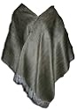 Extra 40% Off Super Soft Baby Alpaca Wool Reversible Shawl Wrap Cape Bronze Verde Color