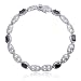 Platinum Plated Sterling Silver Black Cubic Zirconia and Diamond Oval Bracelet, 7.25"