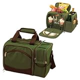 Picnic Shoulder Pack Tote Malibu Set For 2 in Pine Green by Picnic Time
