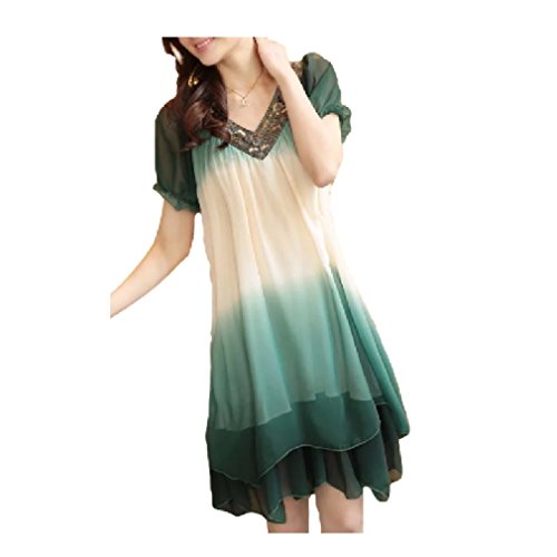 ナナコレクション Nana_Collection 2015 夏 シフォンドレス バルーンスリーブ グラデーションがキレイ 美ライン 美魔女 母の日 裾広がり ゆるふわ 通気性 ワンピース チュニック