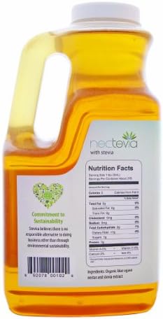 Nectevia 64fl oz - Light Agave Syrup Fortified with Stevia 4X Sweeter than Sugar