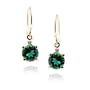 14k Yellow Gold Round Created Emerald and Diamond Earrings