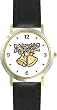 Wedding Bells and Roses - Flower - WATCHBUDDY&reg; DELUXE TWO-TONE THEME WATCH - Arabic Numbers - Black Leather Strap-Women's Size-Small