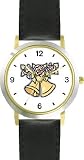 41If0OKS2zL. SL160  Wedding Bells and Roses   Flower   WATCHBUDDY® DELUXE TWO TONE THEME WATCH   Arabic Numbers   Black Leather Strap Womens Size Small