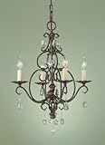 Murray Feiss F1904/4MBZ Chateau Four-Light Mini Chandelier Duo-Mount, Mocha Bronze with Prismatic Glass Crystals