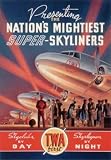 Huge Vintage TWA Super Skyliner Airplane Art Deco Poster Print Travel Kerne Erickson