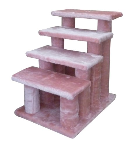 Pink 4 Steps Pet Dog Cat Step Stairs