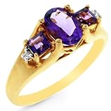 10K Yellow Gold Amethyst & Diamond Accent Ring 10K Yellow Gold Amethyst & Diamond Accent Ring