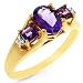 Jewelry : 10K Yellow Gold Amethyst & Diamond Accent Ring