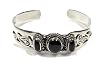 STERLING SILVER BANGLE BRACELET with Black Onyx