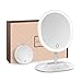 Makeup Mirror Rechargeable LED Lighted with 1X / 5 X Magnification, Anjou USB Rechargeable Vanity Mirror Touchscreen Dimmable LED Light for Countertop Cosmetic Makeup