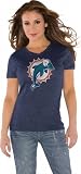Miami Dolphins Navy Women's Primary Logo Tri Blend V Neck T-Shirt- by Alyssa Milano
