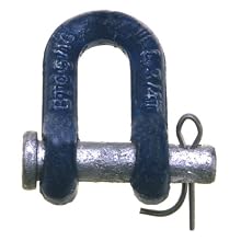 Campbell 416 Round Pin Chain Shackle, Drop-Forged Carbon Steel, Self Colored, 5/16" Trade, 3/4 ton Working Load Limit