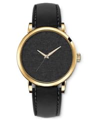 SPRAWL Aanalog Fashion Series Gold Ladies Watches of Genuine Black Leather Strap,Unique Wrist Watch for Women Girls Designed with Scratchy texture dark gray
