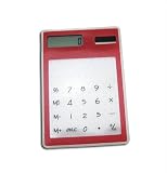 HK Fashion Slim Clear Transparent Solar Powered Touch Keypad Calculator 8digit (Red) SC-R