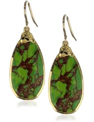 Devon Leigh Green Turquoise in 24k Foil Earrings , 2"