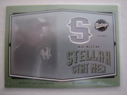 2004 Upper Deck Vintage Mike Mussina Yankees Stellar Stat Men GU Jersey Insert BV $10