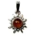 Certified Genuine Amber and Sterling Silver Flaming Sun Tiny Pendant