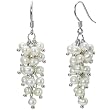White Cultured Pearl Platinum Overlay Sterling Silver Hook Bunch Earrings