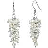 White Cultured Pearl Platinum Overlay Sterling Silver Hook Bunch Earrings