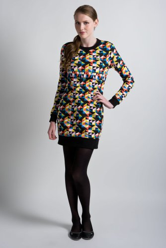 Red! Collection Long Sleeve Kaleidoscope Printed Sweatshirt Dress