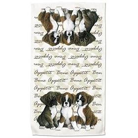 Boxer Pups Dogs Puppies Set of 2 Kitchen Towels New Gift