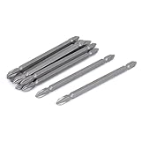 uxcell　プラスドライバービット　磁気ドライバー　ダブルエンド　滑り止め　１０個入り　メタル　シルバーグレー