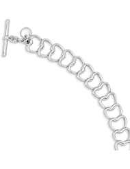Sterling Silver Polished Heart Bracelet