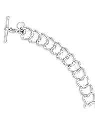 Sterling Silver Polished Heart Bracelet Length 7.5"
