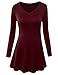 Doublju Women Basic Designed V-Neck Long Sleeve Flare Tunic Top