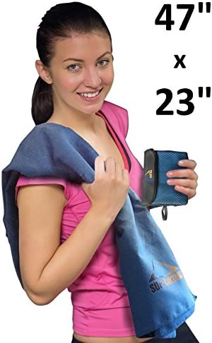 Large Microfiber Towel for Camping Soccer Bikram Yoga Sport Backpacking Fishing Gym Bath Shower Camp Fast Drying Quick Soft Dry Compact Antibacterial Absorbent Lightweight Towels SureCentral - Gray