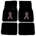 CarsCover Pink Ribbon Breast Cancer Awareness Crystal Diamond Bling Rhinestone Studded Carpet Car SUV Truck Floor Mats 4 PCS