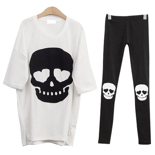 (イイネショップ) eeNeshop スカル プリント カットソー レギパン セットアップ