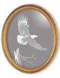 IMAGE OF Decorative Framed Mirror Wall Decor With Eagle Etched Mirror - Eagle Decor - Unique Eagle Gift Ideas - Ready To Hang - 15'' w x 19'' h