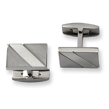 Brushed and Polished Titanium Cuff Links