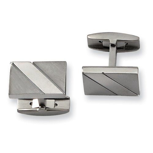 Brushed and Polished Titanium Cuff Links