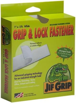 Jifram Jif Grip 14000085 1-Inch by 5-Feet Hook and Loop Fastener with Permanent Adhesive Back, White