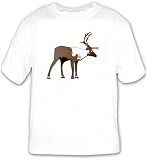 T-shirt with wild, female, reindeer, vertebrate, cow, caribou, European, hoofed, ko, mammal, arctic, ren, animal, hooved