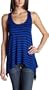 Necessary Objects Junior's Racer Back Tank Top,Cobalt/Black,Large