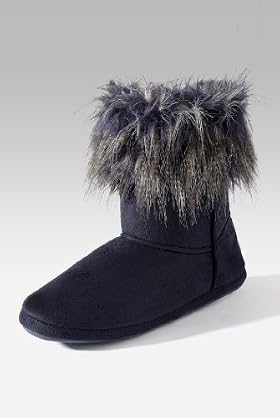 Round Toe Faux Fur Cuff Slippers [T82-3631-S]