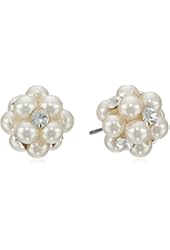 Simulated Pearl and Clear Crystal Cluster Studs