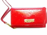 Kate Spade Luxury Designer Patent Leather Case Cover Wristlet Wallet Pouch Hand Bag Purse Clutch For Apple iPhone 4 4G 4S (RED)