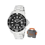 Invicta Mens 12562 Pro Diver Black Carbon Fiber Dial Stainless Steel Watch with Grey/Orange Impact Case