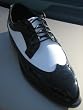sX Wing Tuxedo Shoe - Black with White Lizard Inset sX Wing Tuxedo Shoe - Black with White Lizard Inset
