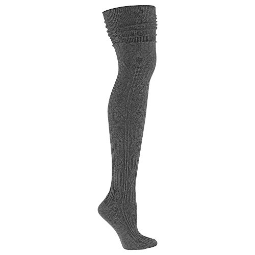 Sock It To Me Women's Charcoal Cable Over The Knee Socks