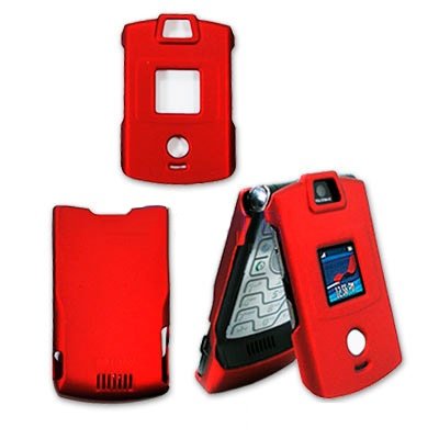 Motorola V3 V3a V3c V3s Cell Phone Red Rubber Feel Protective Case Faceplate Cover