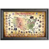 Major League Baseball Parks Map 20x32 Framed Collage w Game Used Dirt From 30 Parks - Free Gift With Purchase