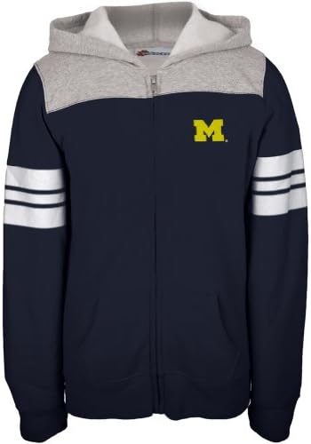 Michigan Wolverines - Game Day Sports Stripes Girls Juvy Zip Hoodie - Juvy 8 Dark Blue