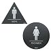 (Price/ST)Restroom Sign,Men and Women,w/ Adhesive Back,12"D,BK/SR